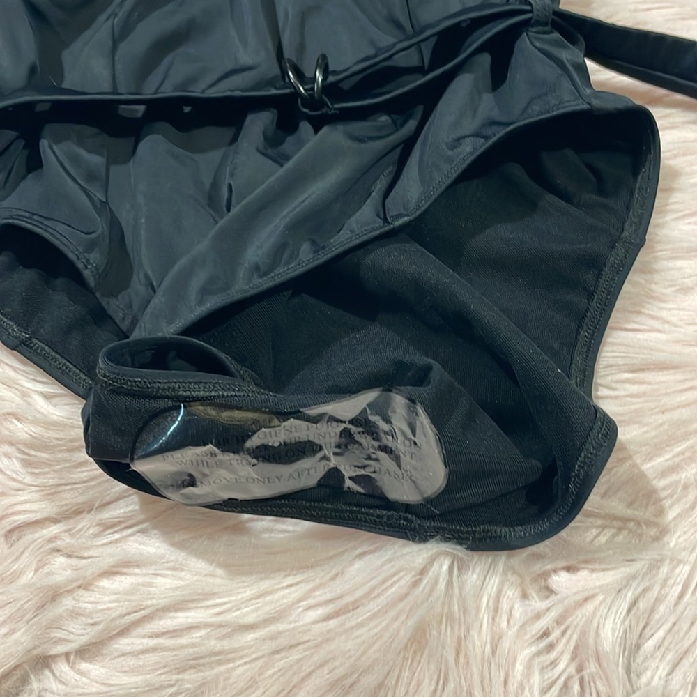 NWOT Perfect DD Black Shine Bustier Belted One Piece Swimsuit - Picture 8 of 9